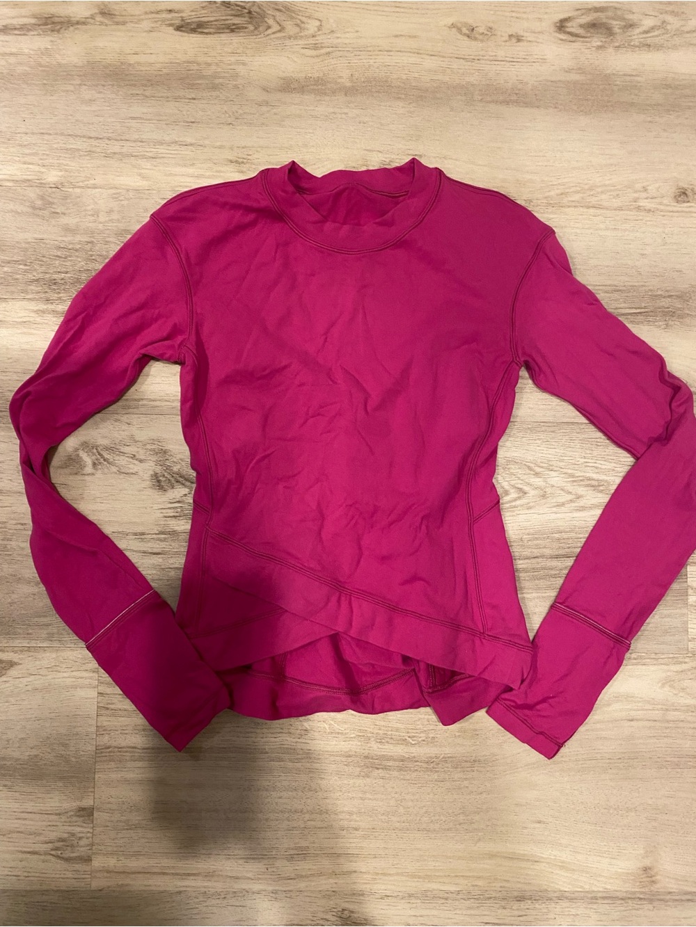 Lululemon Close to Crossing Long Sleeve Lycra Raspberry Fitted Cross 2 Pink